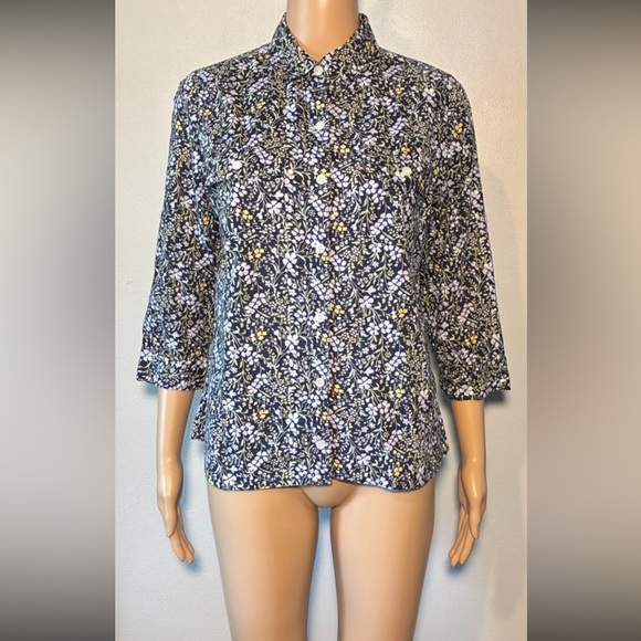 croft & barrow Tops - Croft & Barrow Women's Shirt SizeS Floral Button Down 3/4 Roll Tab Sleeve Cotton